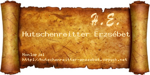 Hutschenreitter Erzsébet névjegykártya